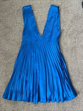 Sincerely Jules Royal Blue Pleated V-Neck Dress